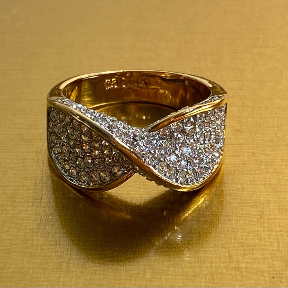 Infinity Criss-Criss Sparkling Crystals Gold Band Ring 9